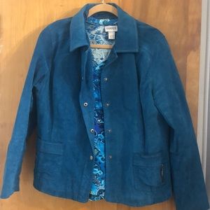 Chicos blue leather jacket